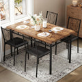 Garvee Dining Table Set for 4, Small Kitchen Table with Upholstered Chairs, Farmhouse Wood Dining Table Chairs for Kitchen Room, Small Spaces, Apartment, Brown