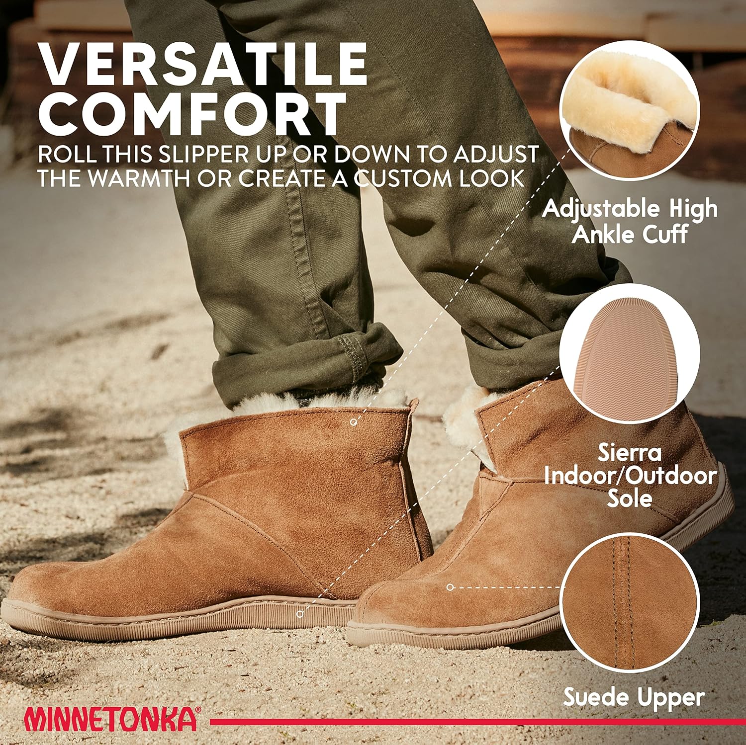 Minnetonka Men's Sheepskin Ankle Boots