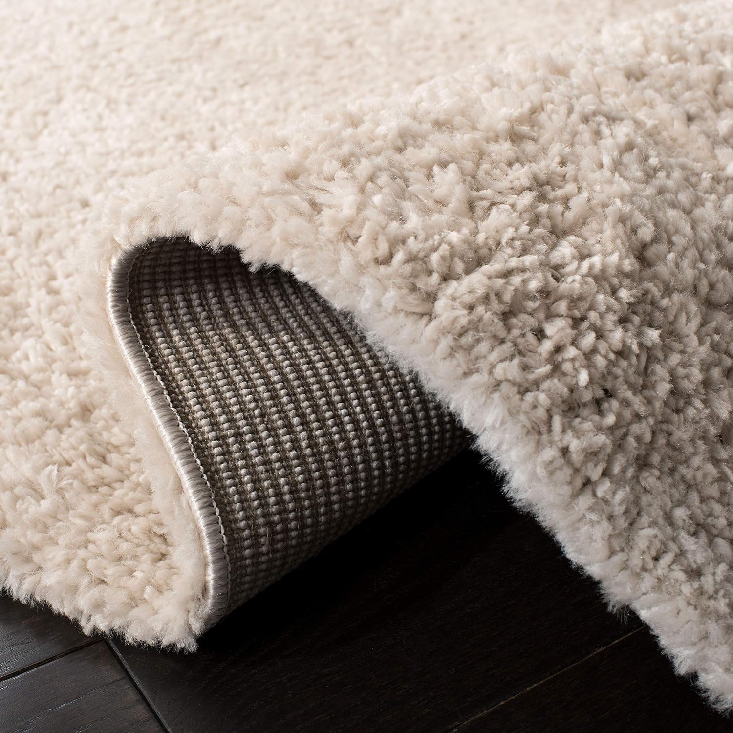 SAFAVIEH August Shag Collection 2'3' x 18' Beige AUG900D Solid Non-Shedding 1.25-inch Thick Living Room Dining Entryway Foyer Hallway Runner Rug