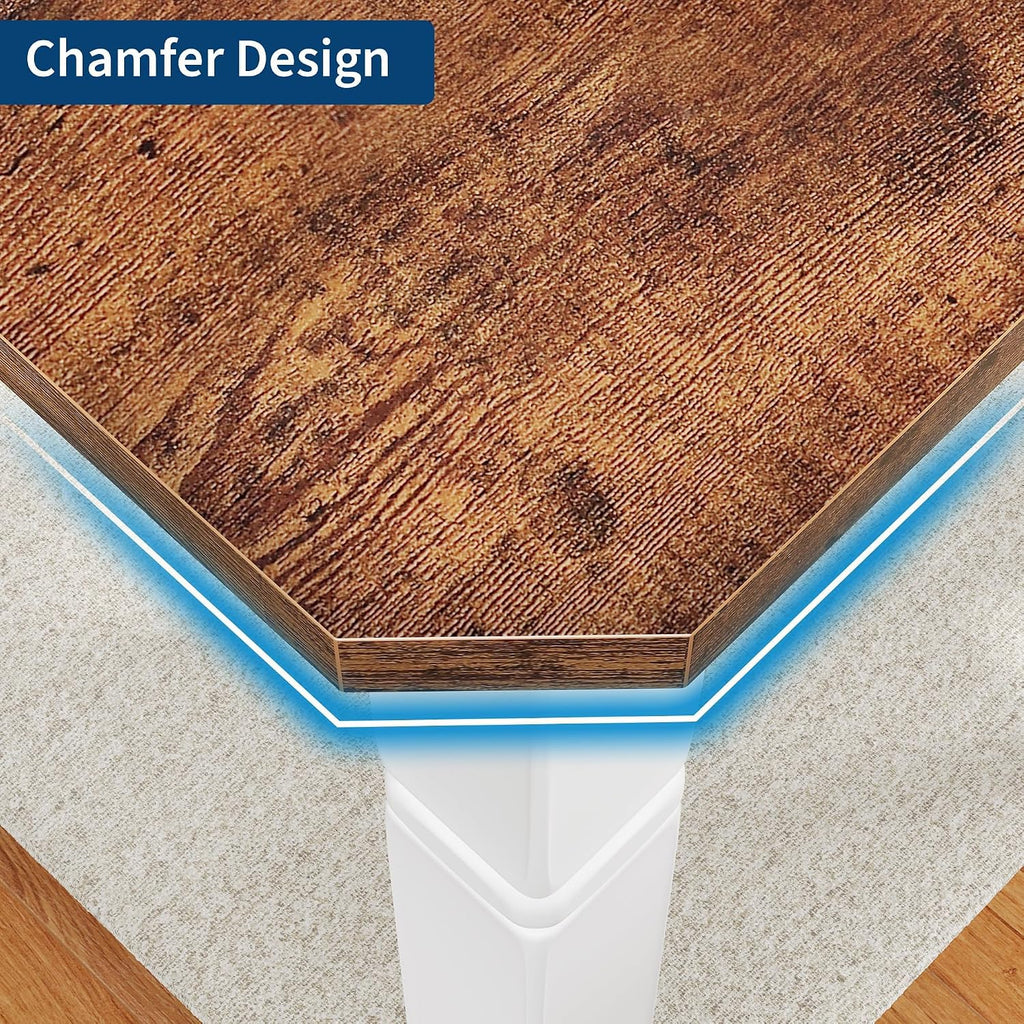 Garvee 78 in Large Industrial Dining Table for 6-8, Kitchen Table with Heavy Duty Metal Legs, Wood Desk with Chamfer Corner for Dining Room, Kitchen, Living Room, Easy Assembly