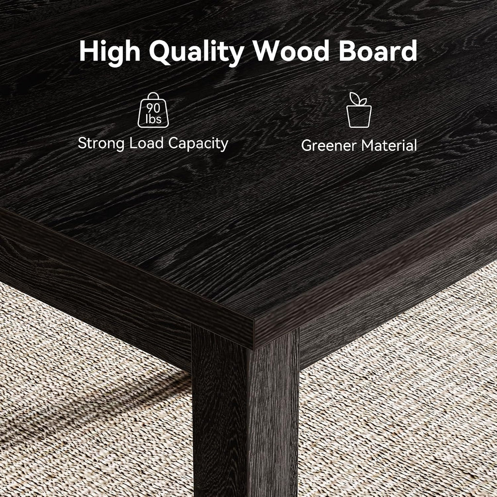 LITTLE TREE 39 Inches Square Dining Table for 4 People, Black Wooden Kitchen Table Small Dinner Table, Modern Dining Room Tables for Living Room, Kitchen
