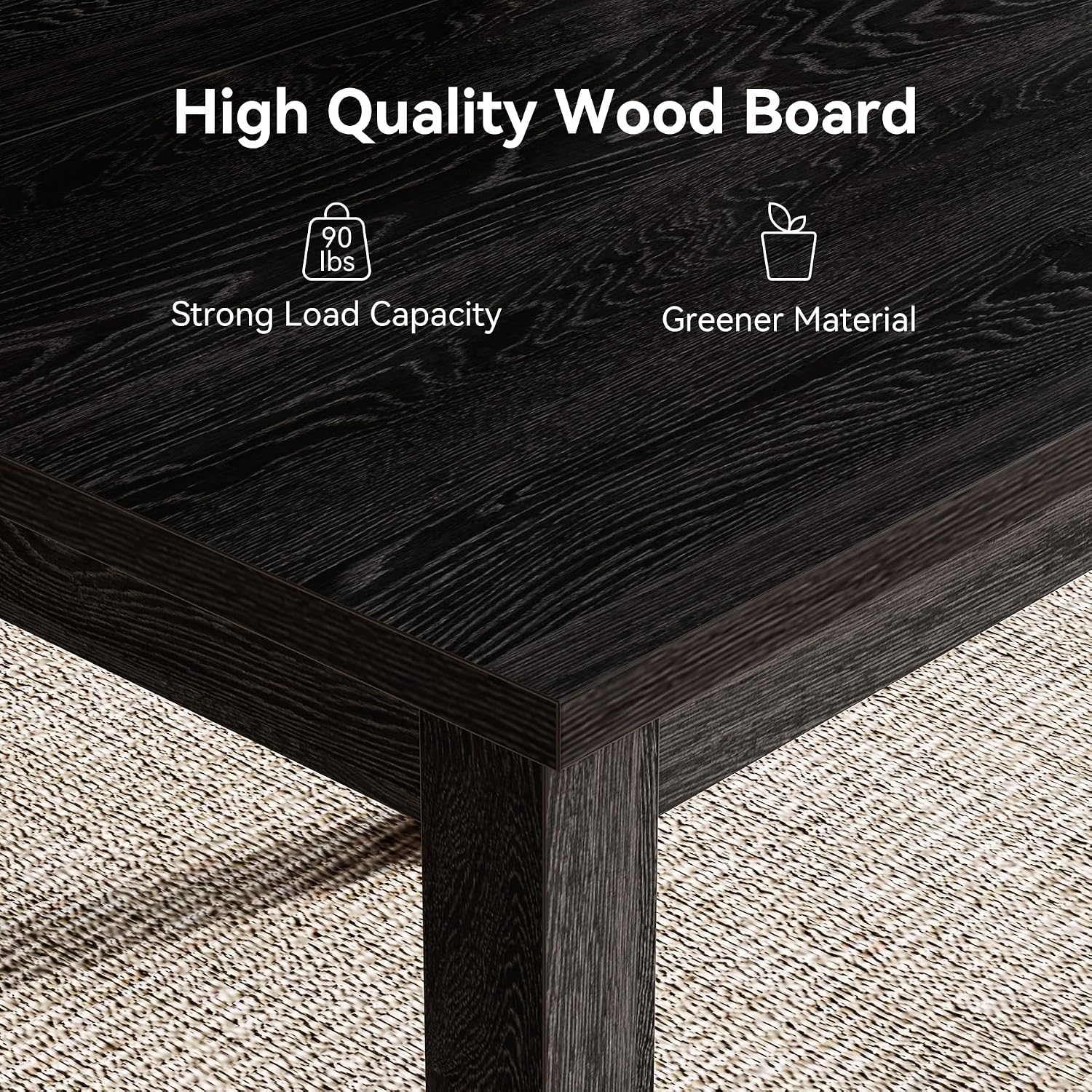 LITTLE TREE 39 Inches Square Dining Table for 4 People, Black Wooden Kitchen Table Small Dinner Table, Modern Dining Room Tables for Living Room, Kitchen