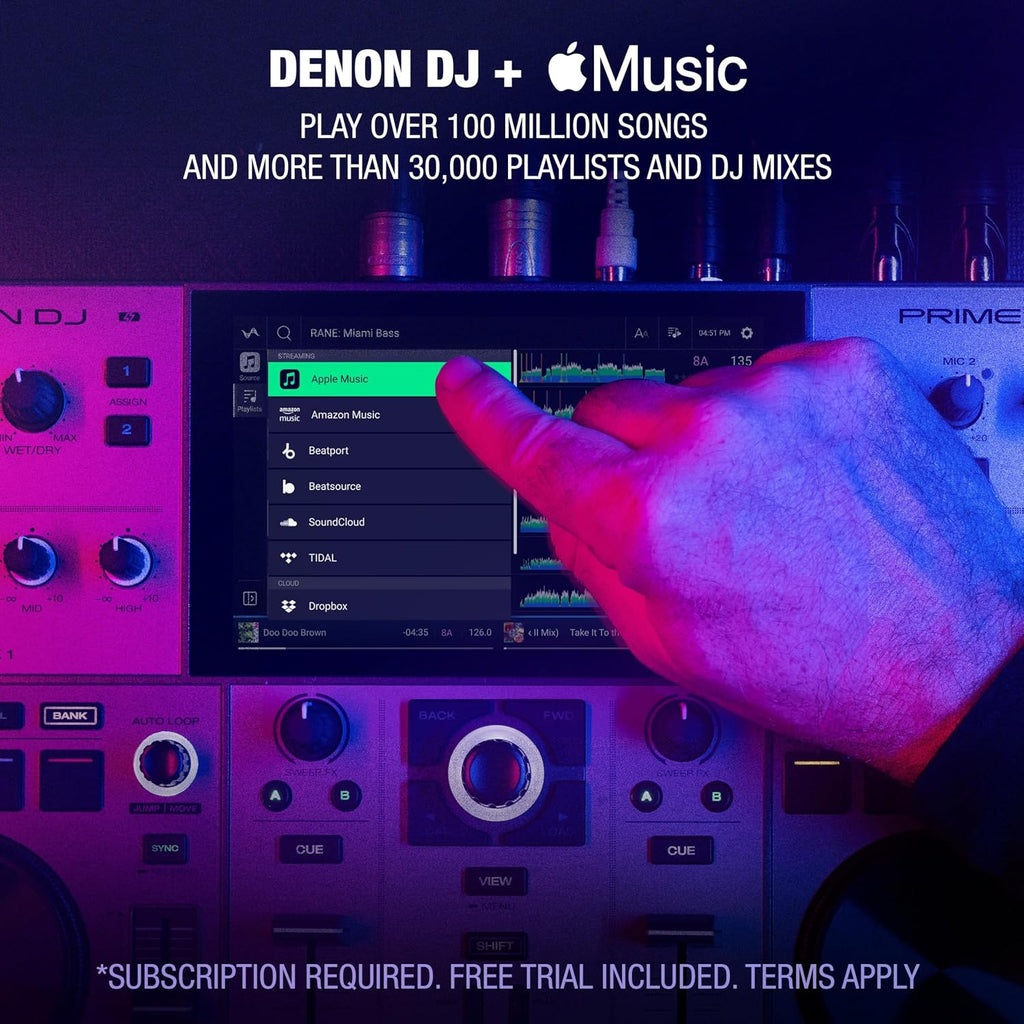 Denon DJ PRIME GO+ Portable DJ Controller and Mixer with Stem Separation, 2 Decks, Wi-Fi Streaming, Bluetooth, Lights Control, 7' Screen and Battery