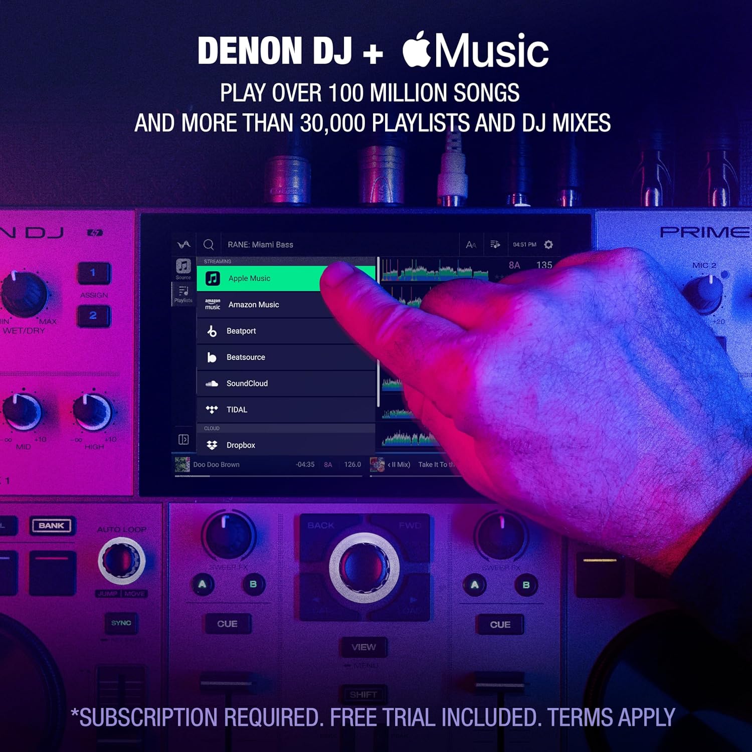 Denon DJ PRIME GO+ Portable DJ Controller and Mixer with Stem Separation, 2 Decks, Wi-Fi Streaming, Bluetooth, Lights Control, 7' Screen and Battery