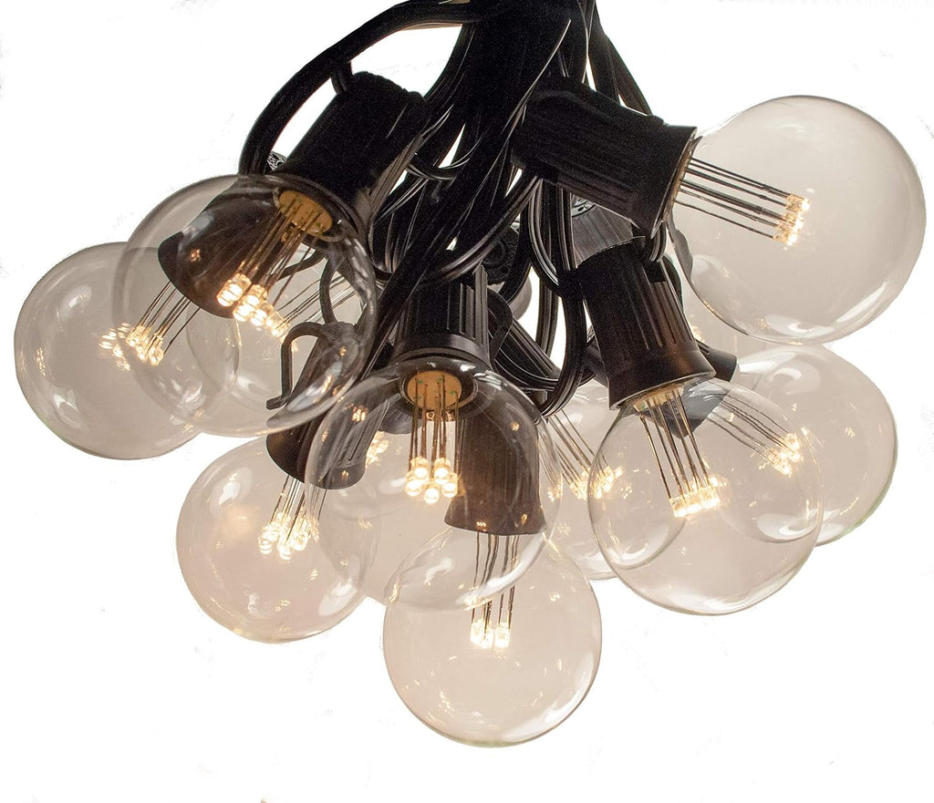 Hometown Evolution, Inc. 100 Foot G50 LED String Lights (LED G50 2 Inch 0.6 Watt Bulbs - Black Wire) for Patio, Bistro, Deck, Pergola, Party and Wedding Lighting