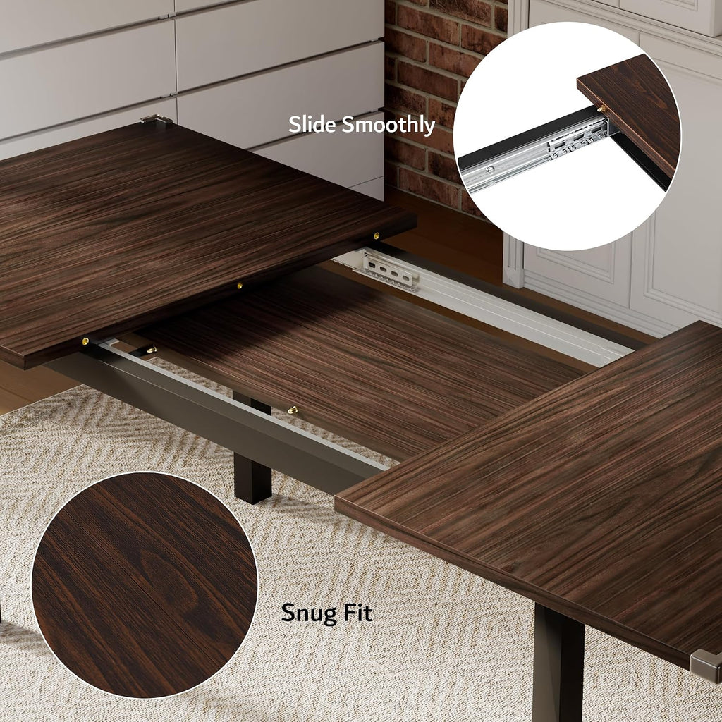 iPormis 7 Pieces Dining Table & Chairs Set for 4-6, 63' Extendable Kitchen Table and 6 Chairs, Dining Room Table with MDF Board & Metal Frame, Perfect for Small Space, Easy Clean, Espresso