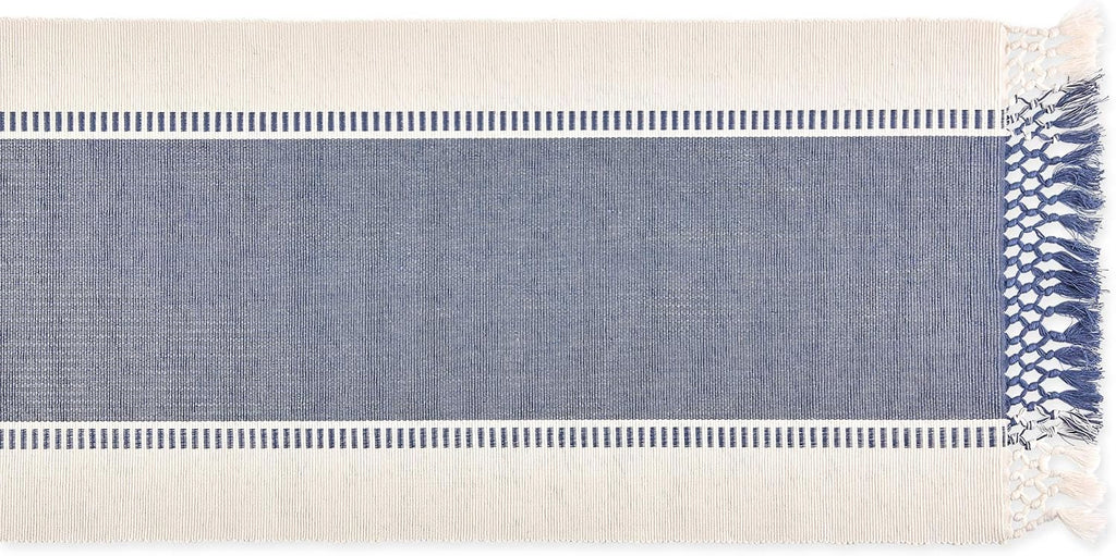 DII Dobby Stripe Woven Table Runner, 13x108 (13x113.5, Fringe Included) French Blue (Pack of 12)
