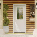 Front Door，36' x 80' 1-Lite Exterior Door, Left-Handed Clear Glass Entry Door, Solid Wood & MDF Construction, Prehung Door Jamb & Threshold Hardware Kit, Waterproof Primer