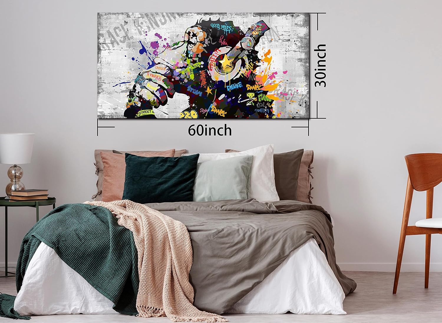 Kepgonegu Large Banksy Canvas Wall Art Graffiti Gorilla Picture for Living Room Bedroom Funny Wall Decor Size 60' W x 30' H