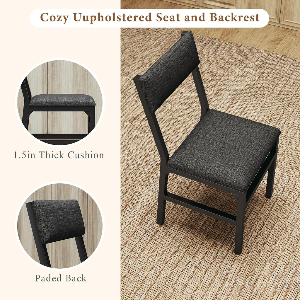 7-Piece Dining Table Set for 4-6, Extendable Kitchen Table Cushion Chairs Set of 6 with 6 Chairs, Rectangle Dining Table with Metal Frame & MDF Board, Folding for Small Apartment Saving Space,Grey Oak