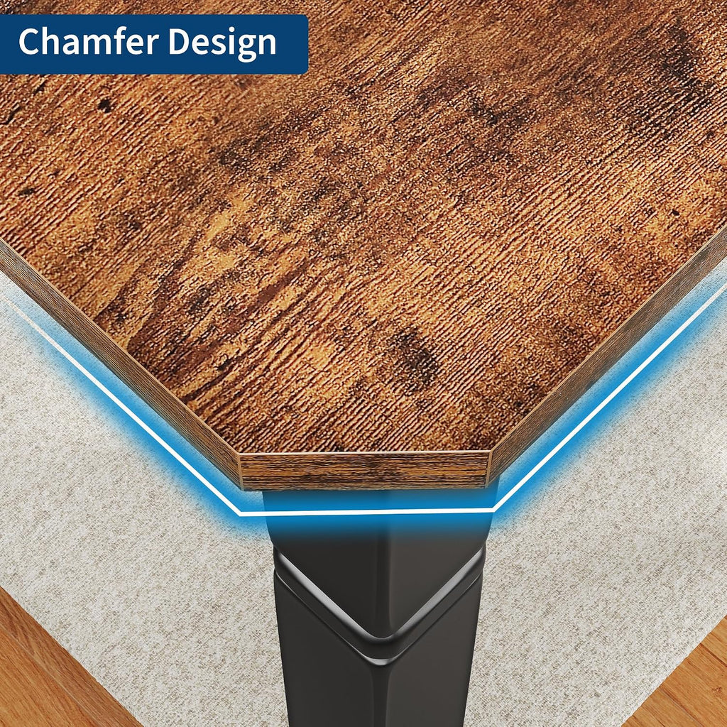 Garvee 78 in Large Industrial Dining Table for 6-8, Kitchen Table with Heavy Duty Metal Legs, Wood Desk with Chamfer Corner for Dining Room, Kitchen, Living Room, Easy Assembly