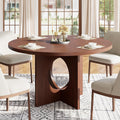 Garvee 47' Round Dining Table for 4-6 People - Circle Kitchen Dinner Table with Sturdy Pedestal Base, Space Saving Dinning Room Furniture for Living Room, Kitchen, Apartment, Walnut