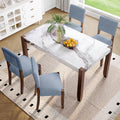 Merax Modern 5 Piece Dining Table Set for 4,Faux Marble Style Kitchen Table Set with One Rectangle Table and 4 Dining Chairs for Dining Room Table Set for Small Place
