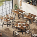 Tribesigns Square Commercial Dining Table Set of 4, 31.5' Heavy Duty Dinner Table with Metal Base, Wooden Kitchen Table for Restaurant, Cafe, Bakery, School, Apartment, Rustic Brown & Black