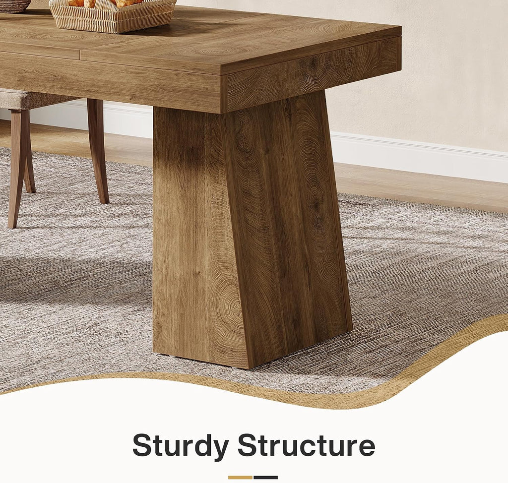 Tribesigns 55-Inch Dining Table for 4, Rectangular Dining Room Table with Sturdy Legs, Wood Kitchen Dinner Tables, Mid-Century Modern Dining Tables for Dining Room, Kitchen, Home, Yellow (Only Table)