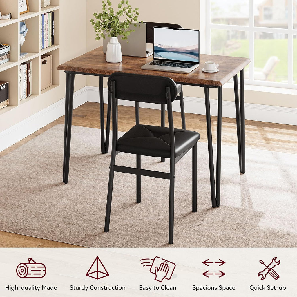 IDEALHOUSE Dining Table Set for 4, Kitchen Table with Upholstered Chairs for Kitchen Room and Small Spaces (Retro, Table with 4 Upholstered Chairs)