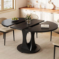 Einhomn 59' Extendable Round Dining Table for 6-8, Kitchen Table with Sturdy Double Arc Base & Backboard Clasp Desktop, Mid-Century Modern Dinner Table, Kitchen Dining Room, Space Saving, Black