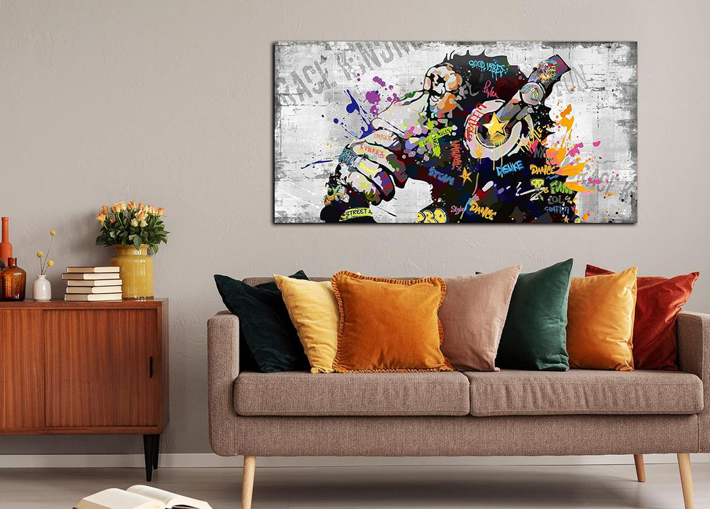 Kepgonegu Large Banksy Canvas Wall Art Graffiti Gorilla Picture for Living Room Bedroom Funny Wall Decor Size 60' W x 30' H