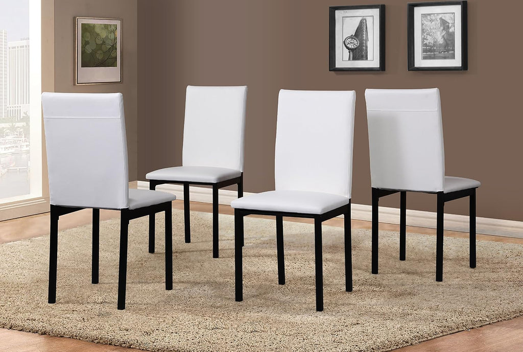 Roundhill Furniture 5 Piece Citico Metal Dinette Set with Laminated Faux Marble Top, White Table with White Chairs