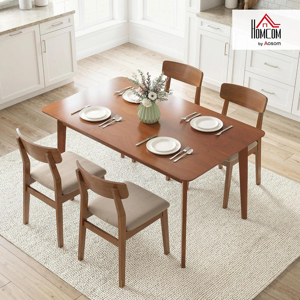HOMCOM 47' Mid-Century Modern Dining Table for 4, Rectangular Kitchen Table with Wood Grain Finish, Tapered Legs, Wood Frame for Small Spaces, Dining Room, Apartment, Easy to Assemble, Walnut