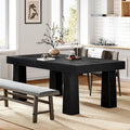 Tribesigns 63'' Dining Table, Modern Rectangular Kitchen Table with Heavy Duty Tapered Legs, Black Business Dinner Table for Dining Room, Cafe, Restaurant, Easy Assembly (1, Black)