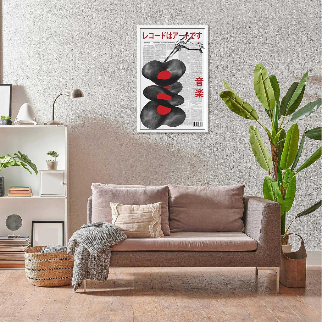Funky Japanese Vintage Music Album Canvas Poster Retro Album Canvas Wall Art Funny Trend Fashion Japanese Music Album Art Print For Home Bedroom Dorm Wall Decor 24x36in Wooden Frame