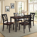 Harper & Bright Designs 5-Piece Wood Dining Table Set for 4, Kitchen Furniture Set with 4 High Back Dining Chairs for Small Places, Espresso+Black
