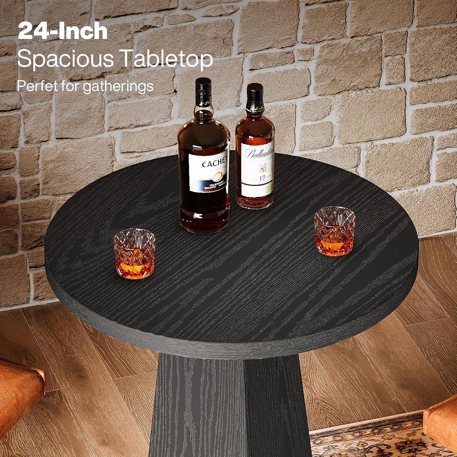 Tribesigns Bar Table, 37.4' High Round Pub Table for Small Bars, Dining Room, Kitchen, Black (Only Table)