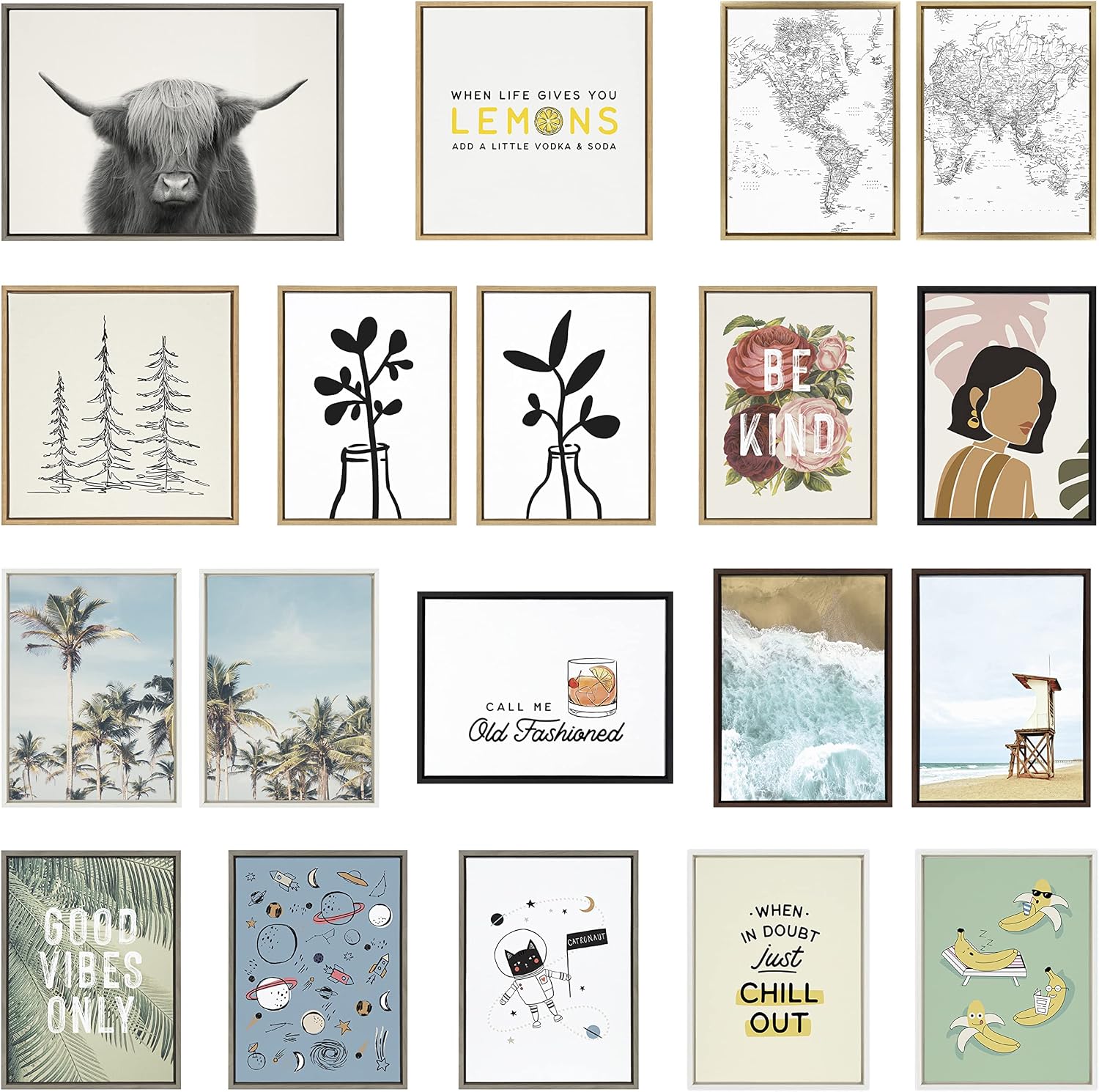 Kate and Laurel Sylvie Records 33RPM, Victrola Record Player and Vinyl Vibes Framed Canvas Wall Art Set by Various Artists, Set of 3, two 16x20 and one 23x33 Gray Frames, Bohemian Vinyl Record Art