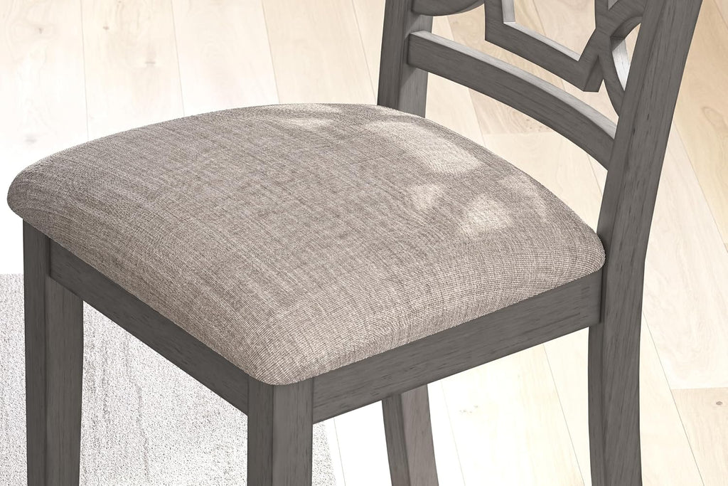Signature Design by Ashley Wrenning Diamond Patterned Dining Table Set, 4 Upholstered Chairs and Bench, Seats 6, Wood, Gray