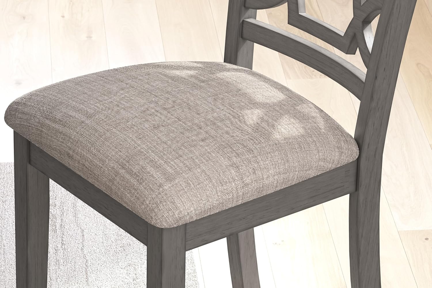 Signature Design by Ashley Wrenning Diamond Patterned Dining Table Set, 4 Upholstered Chairs and Bench, Seats 6, Wood, Gray