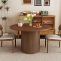 Round Dining Table for 4, Modern Farmhouse Kitchen Table, 47 Inch Small Circle Dining Tables with Wood Strip Base for Kitchen Living Room (Walnut)