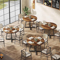 Tribesigns Round Commercial Dining Table Set of 4, 31.5' Heavy Duty Dinner Table with Metal Base, Wooden Kitchen Table for Restaurant, Cafe, Bakery, Bar, Apartment, Rustic Brown & Black