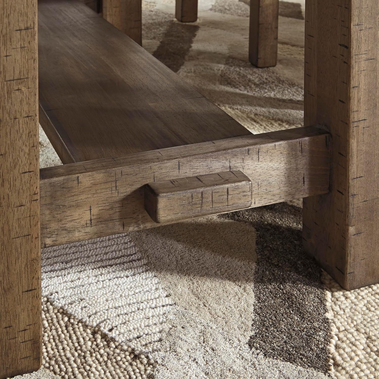 Signature Design by Ashley Moriville Rustic Farmhouse Counter Height Dining Extension Table, Separate Extension Leaves, Seats 8, Wood, 36' W x 86' D x 36' H, Brown