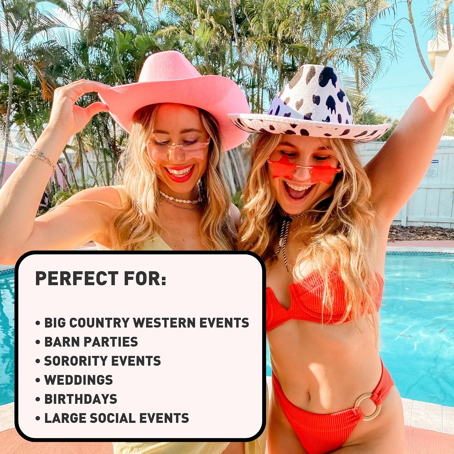 Cowboy Hats | Cowgirl Cosplay Novelty Bulk Costumes | Bridal Shower Engagement Girls Trip Bridesmaid Gift Goodie Bag Favor