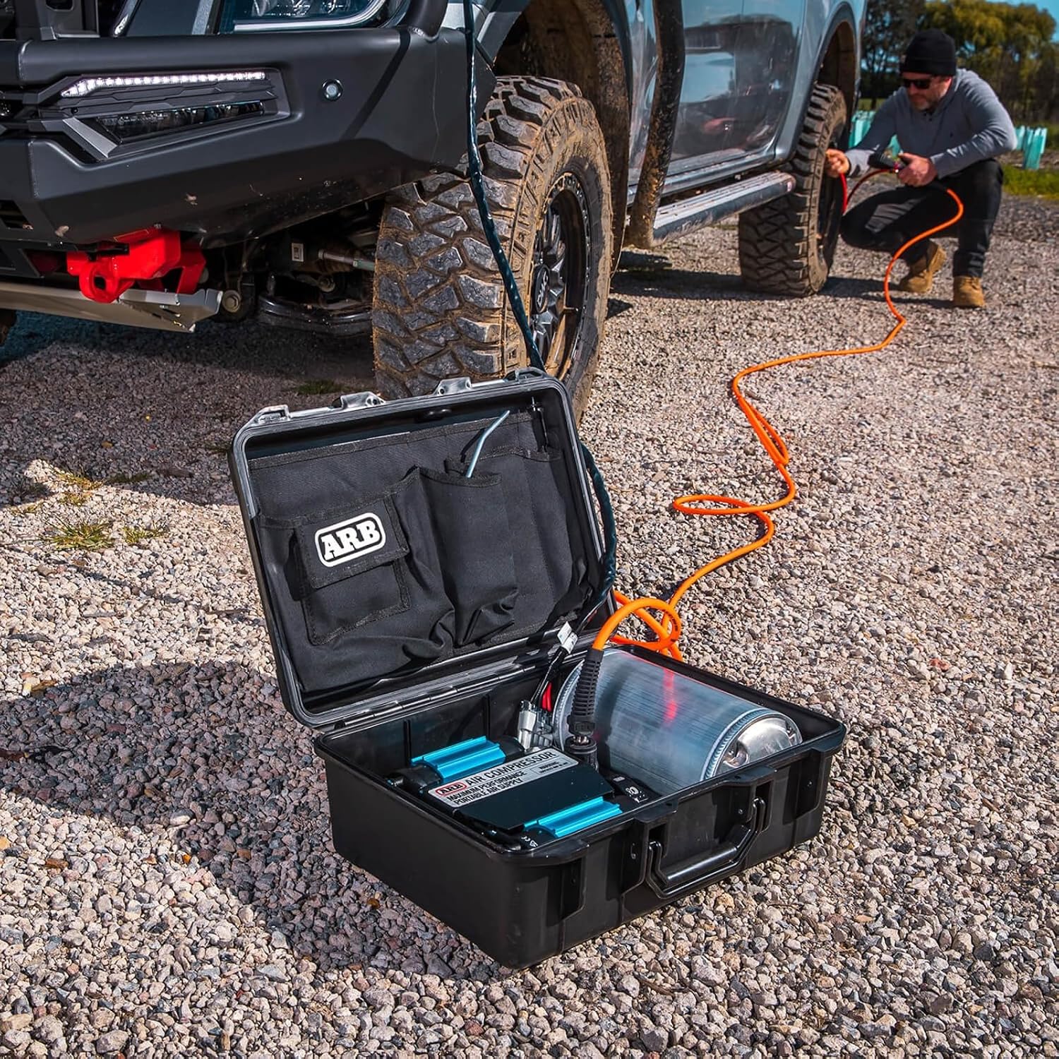 ARB CKMTP12 ARB505 10000011 Portable Twin Motor 12 Volt Air Compressor with E-Z Deflator and Speed Seal Tire Kit