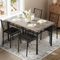 Garvee Dining Table Set for 4, Small Kitchen Table with Upholstered Chairs, Farmhouse Wood Dining Table Chairs for Kitchen Room, Small Spaces, Apartment, Grey