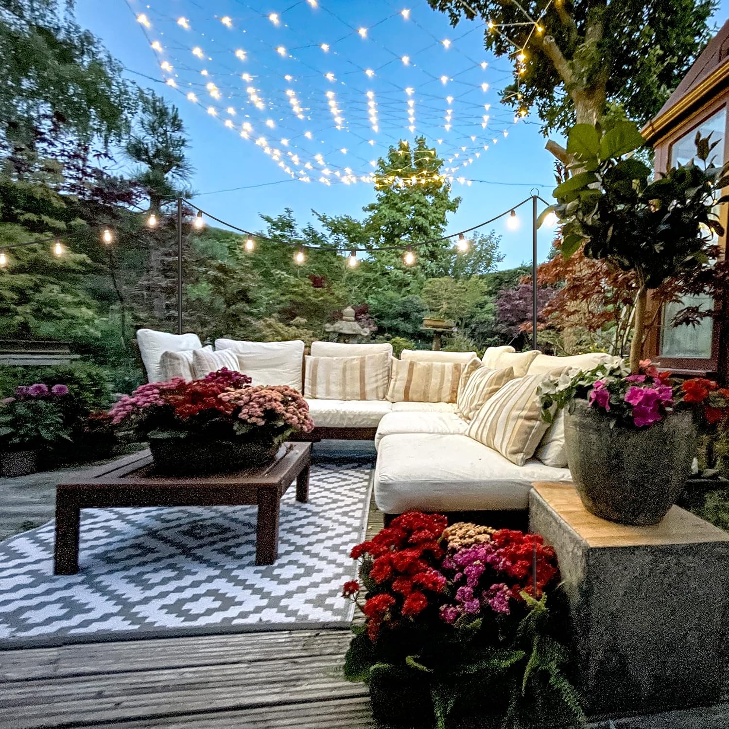 4 Pack String Light Poles for Outside, 10.5 Ft Outdoor String Light Poles for String Lights, Backyard Patio Light Poles for Bistro Party Wedding, Metal Pole for Outdoor String Lights