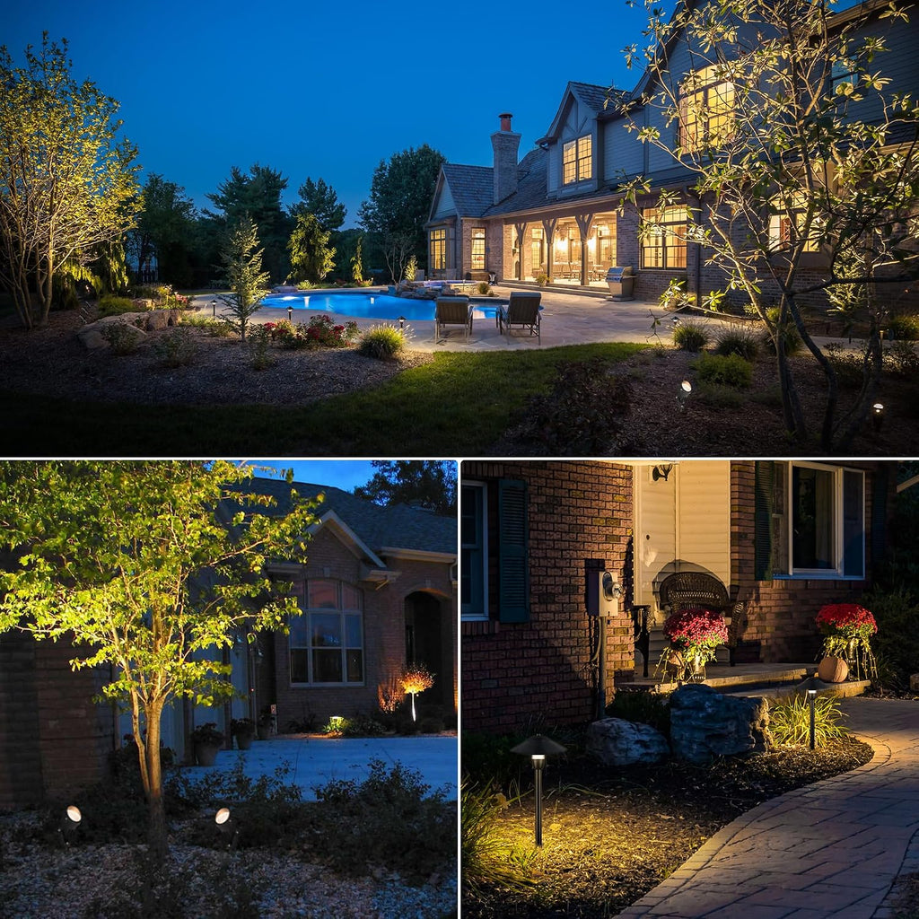 SUNVIE LED Low Voltage Landscape Lighting 12V Landscape Lighting Kit with Connectors, Low Voltage Pathway Lights with Spotlights Aluminum Pathway Lights Wired Waterproof for Patio Yard Garden, 12 Pack