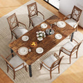 Garvee 78 in Large Industrial Dining Table for 6-8, Kitchen Table with Heavy Duty Metal Legs, Wood Desk with Chamfer Corner for Dining Room, Kitchen, Living Room, Easy Assembly