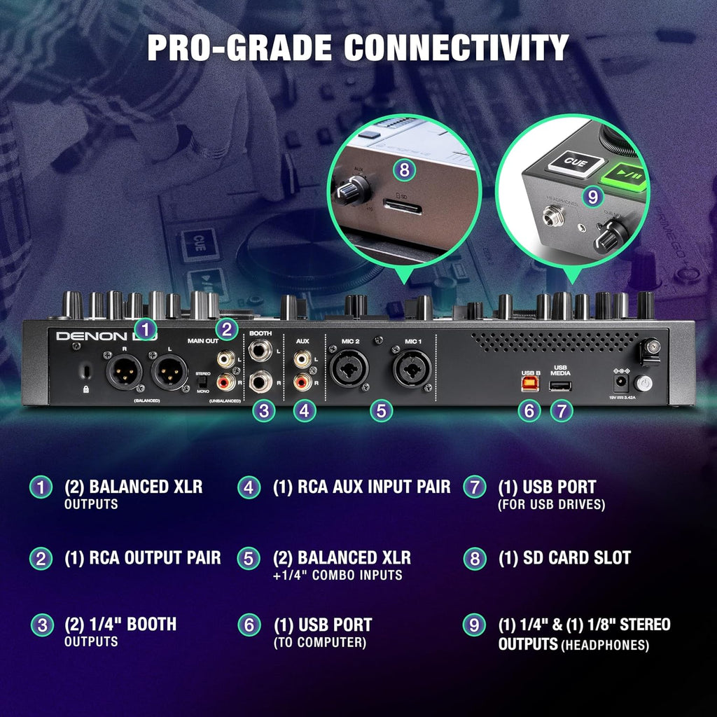 Denon DJ PRIME GO+ Portable DJ Controller and Mixer with Stem Separation, 2 Decks, Wi-Fi Streaming, Bluetooth, Lights Control, 7' Screen and Battery