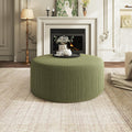 Christopher Knight Home GAVI Corduroy Ottoman Foot Stool, 30' Pouf Footstool Ottoman Seat, Upholstered Foot Chair, Round Footrest, Modern Side Table for Living Room Bedroom Home Decor, Olive Green