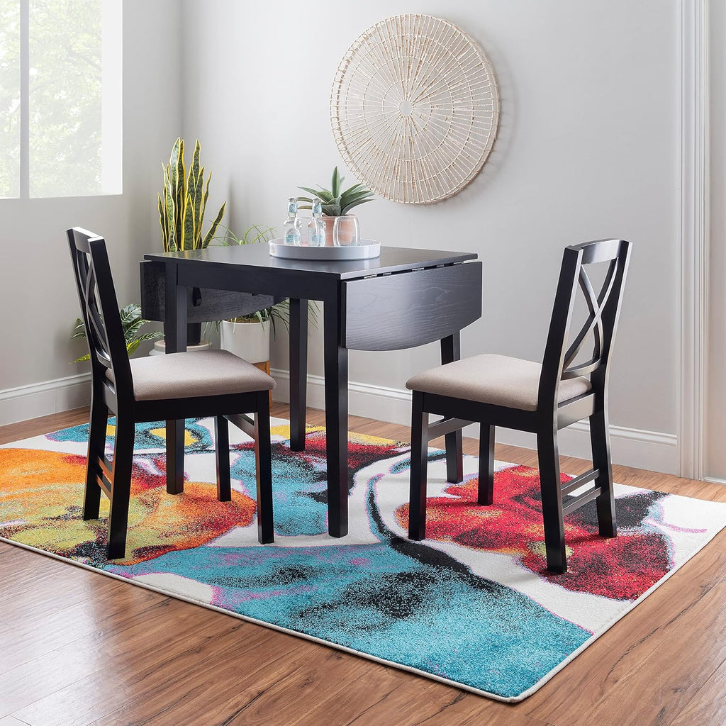 Linon Torino Black Wood 30' Square Drop Leaf Table - 30' X 48' Fully Extended