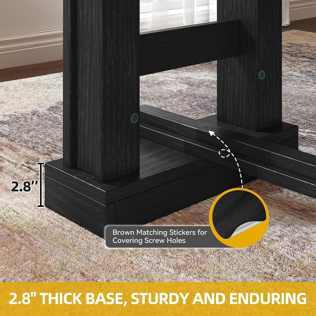 DWVO Farmhouse Dining Table for 6-8 People, 70' Long Kitchen Tables with Wooden Sturdy Legs, Large Rectangular Dinner Table for Kitchen, Dining Room, Living Room, Black