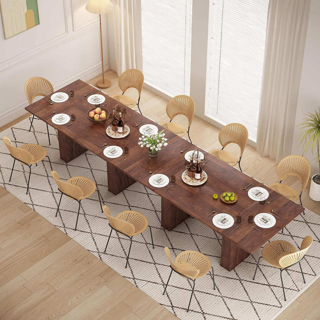 weselon 78 Inch Dining Table for 6 8 10, Modern Farmhouse Rectangular Kitchen Table, Long Dining Room Tables with Wood Strip Base for Kitchen Living Room (Walnut)