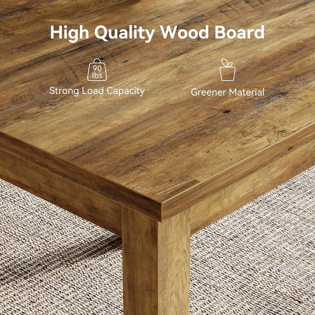 LITTLE TREE 39 Inches Square Dining Table for 4 People, Industrial Wooden Kitchen Table Small Dinner Table, Modern Dining Room Tables for Living Room, Kitchen, Rustic Brown