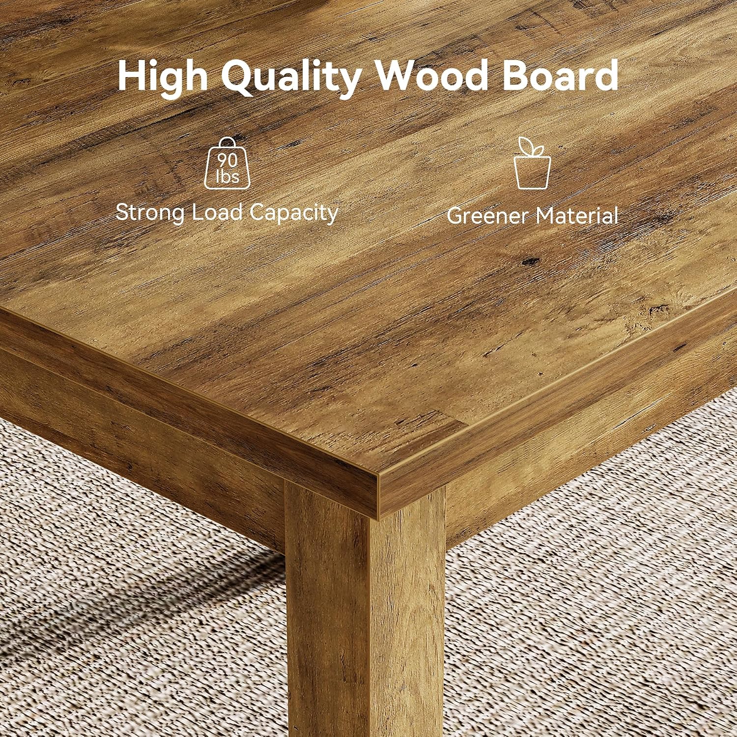 LITTLE TREE 39 Inches Square Dining Table for 4 People, Industrial Wooden Kitchen Table Small Dinner Table, Modern Dining Room Tables for Living Room, Kitchen, Rustic Brown