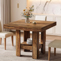 Tribesigns 31.5' Square Dining Table for 4, Small Kitchen Table with Shelf Storage, Compact Dining Room Furniture for Apartments, Offices, Living Rooms, Restaurants, Brown