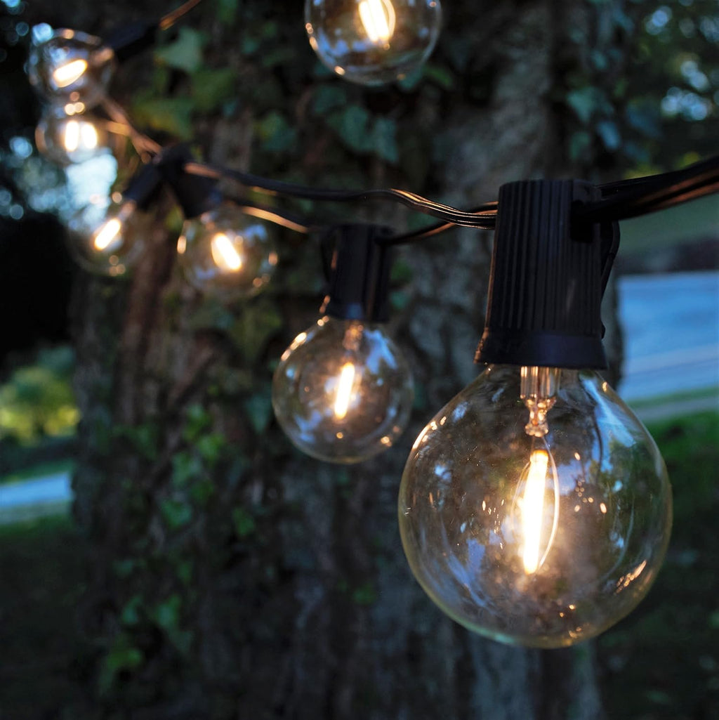 Hometown Evolution, Inc. 100 Foot G50 LED Filament String Lights with .6 Watt Clear Bulbs and Black Wire