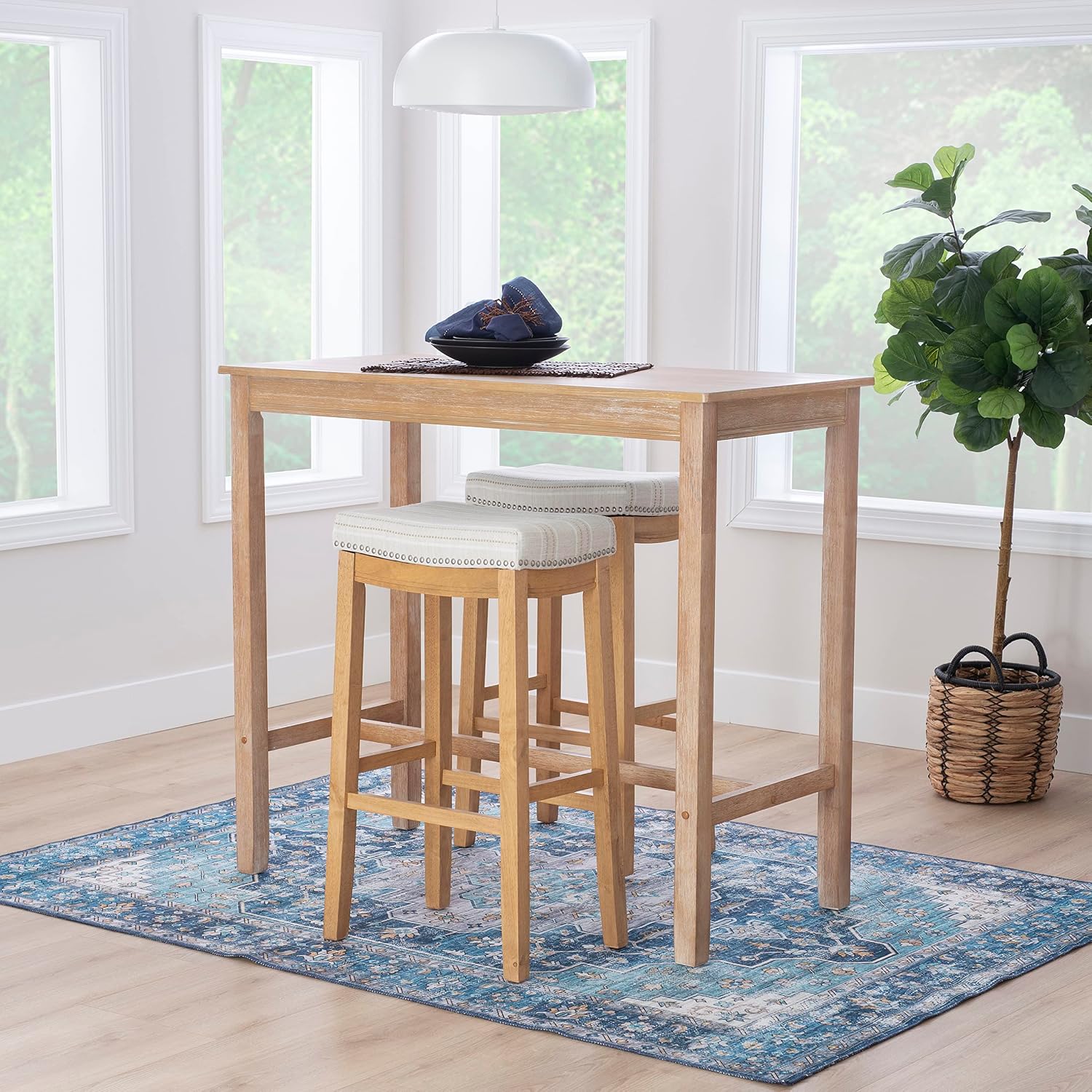 Linon 42 inch Height Pub Claridge Table, Distressed Brown Bar